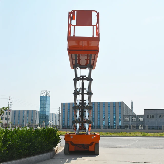 Self-propelled Scissor Lift 14m Lifting Height Hydraulic Aerial Work Platform DC Power