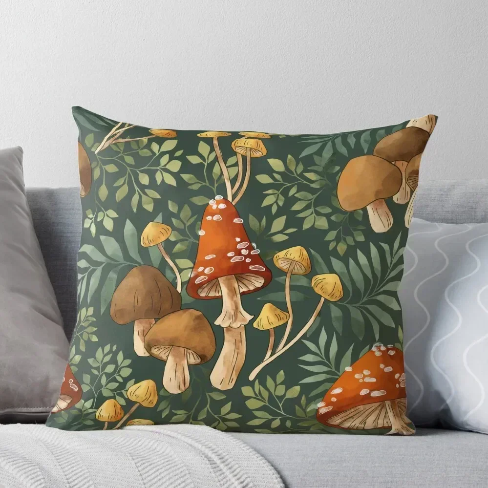 Woodland Mushroom Spray Throw Pillow pillow pillowcase Plaid Sofa pillow