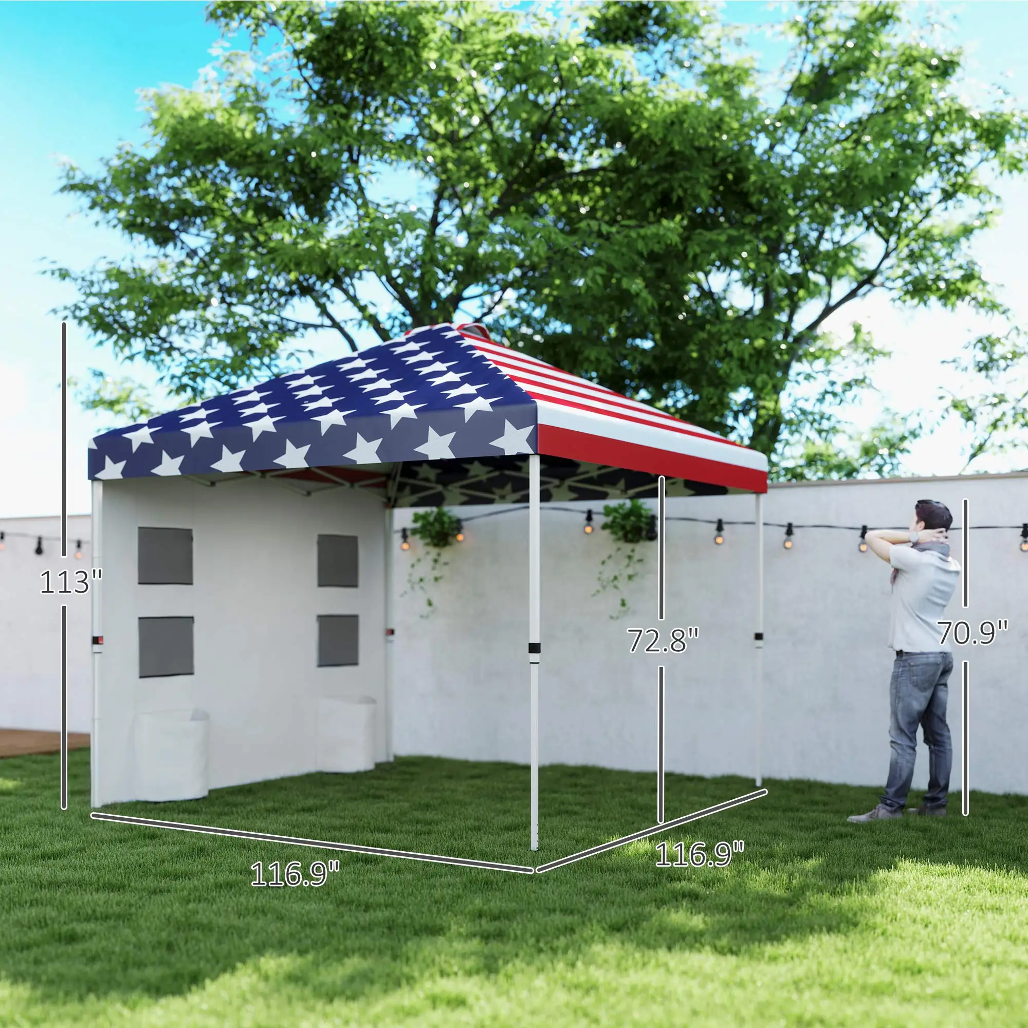

Portable Outdoor Shelter User-Friendly Quick-Set up Pop-Up Pavilion with Storage Carry Bag UV Protection Eight Drainage Holes