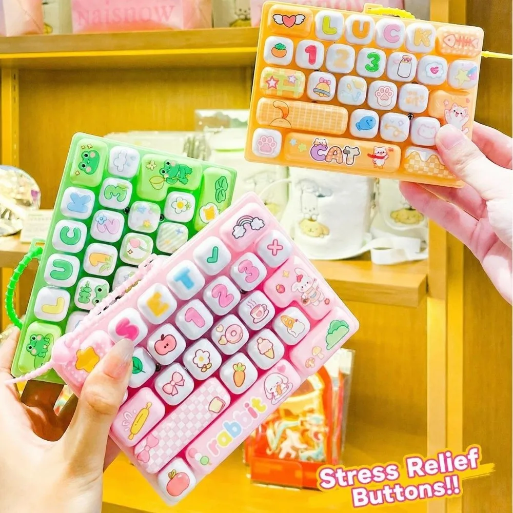 Creative 26 Keys Mechanical Keyboard Cartoon Hanging Stress Relief Fidget Gift Keycap Clicker Bag Charm