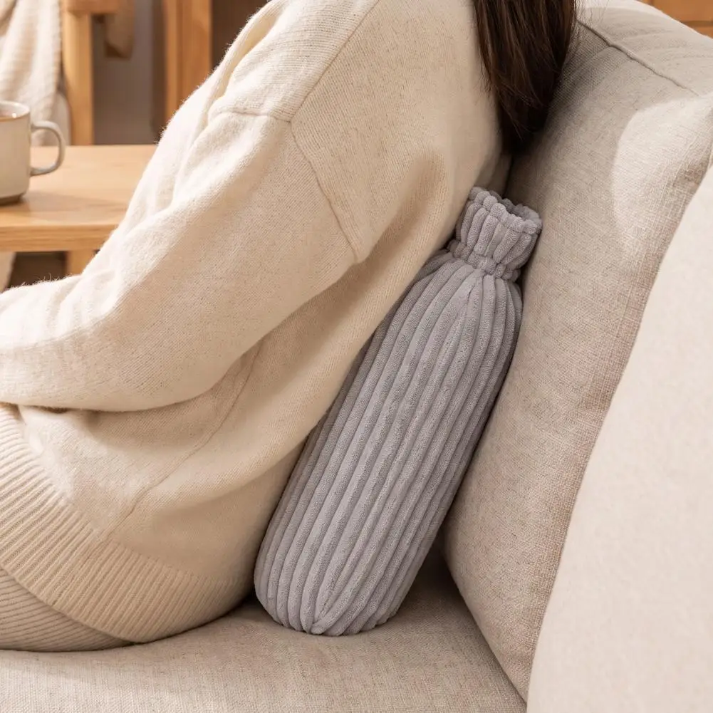 Hot Compress Bag Warm Water Bag 500/1000ml Long Hot Water Bottle with Plush Cover Leak-proof Heat Pack Menstrual Relief for Pain
