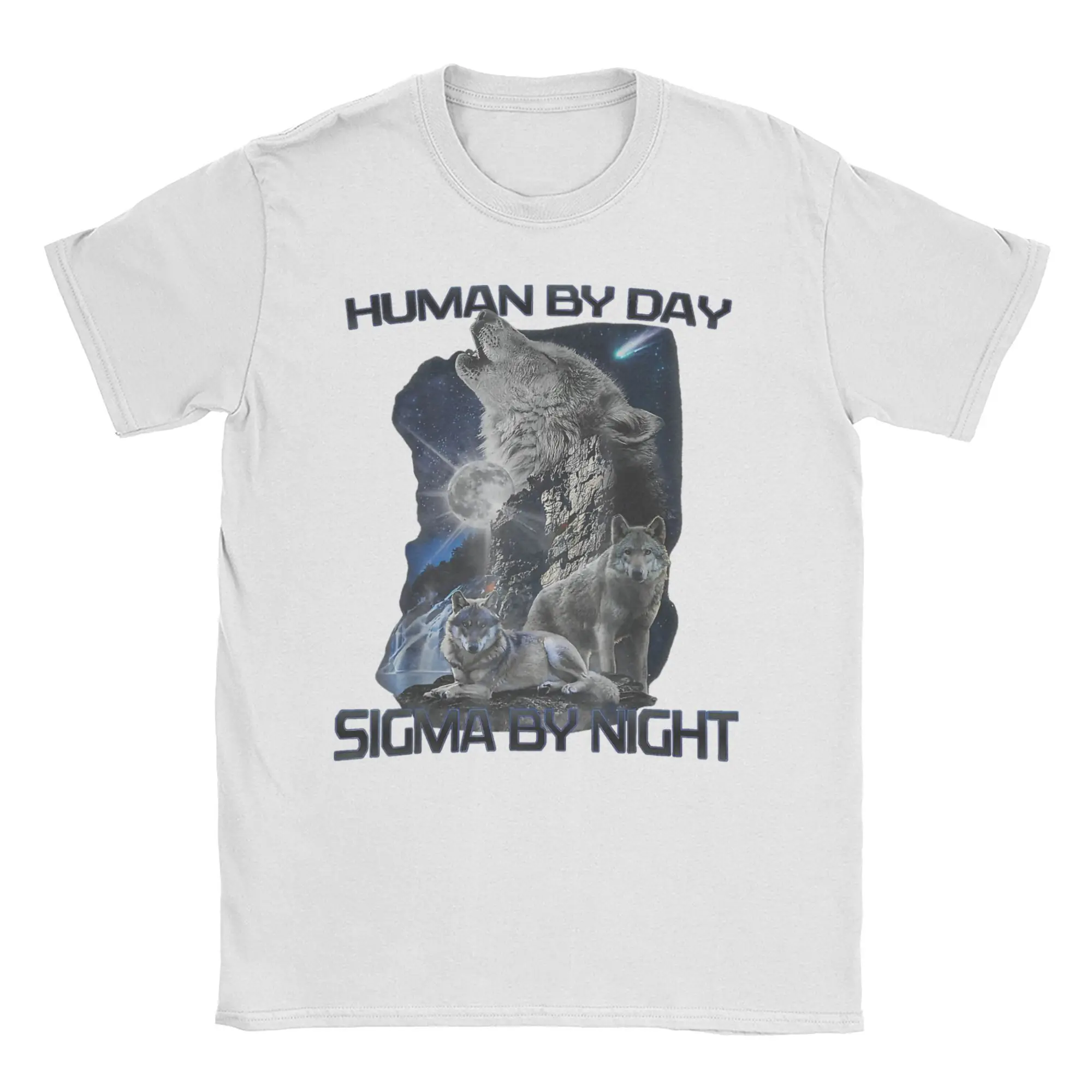 Wolf Human By Day Sigma By Night Apparel Men Women T Shirt Pure Cotton Tee Graphic Printing  T-shirt Clothing