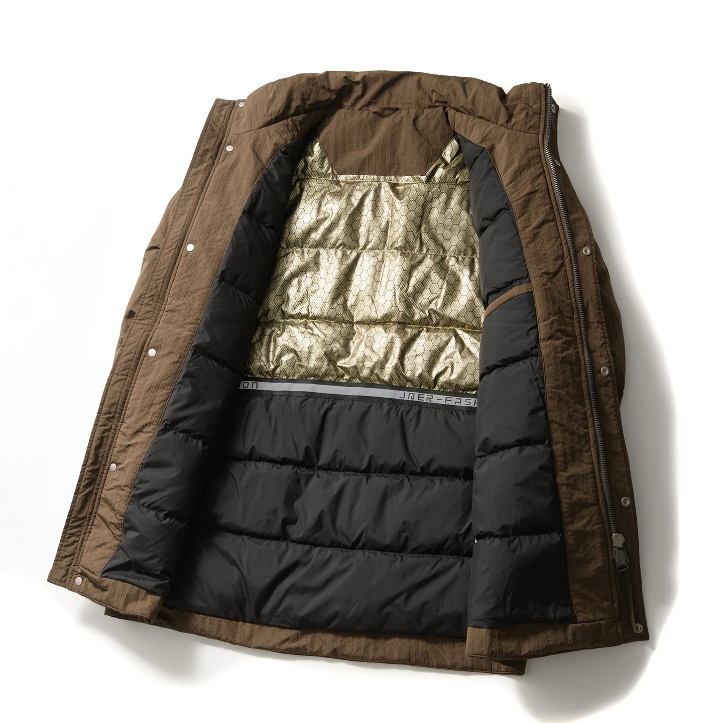 

Men's Graphene Coated Thickened Warm Winter down Jacket Mid-Length Quilted Coat Regular Fit Long Sleeve Zipper Closure