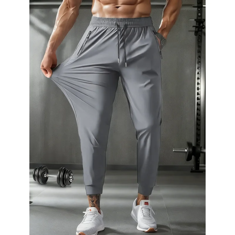 Man Baggy Pants Men's Ice Silk Trousers Running Fitness Football Summer Gift New Fishing Jogger Jogging Tracksuit Black Joggers image 3
