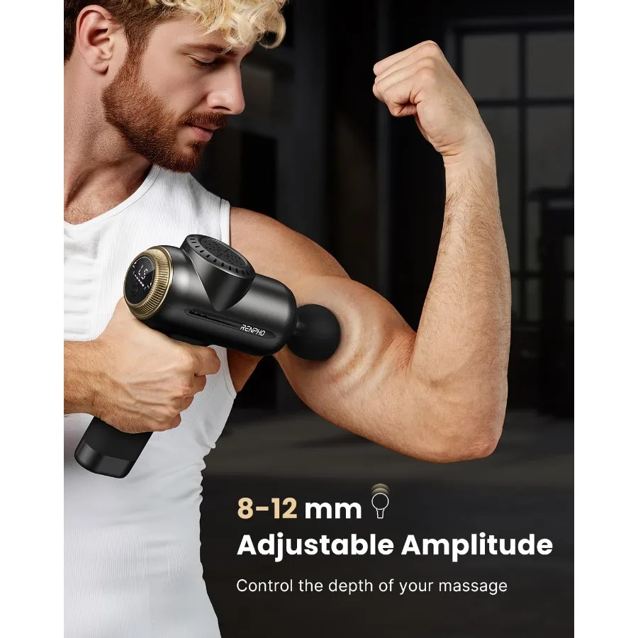 Massage Gun Deep Tissue Rugmassage met 8-12 mm verstelbare amplitude Heavy-Duty Valentijnsdag Geschenken Percussie Professioneel