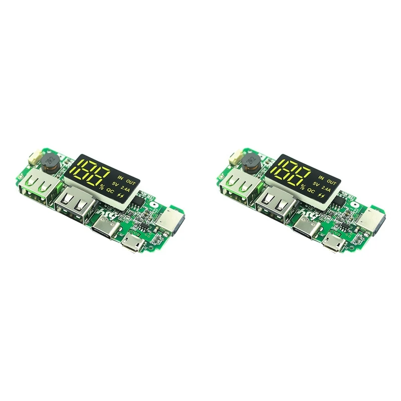 N75R-2X 18650 Lithium Battery Digital Display Charging Module 5V 2.4A Three Charging Port With Display Boost Module