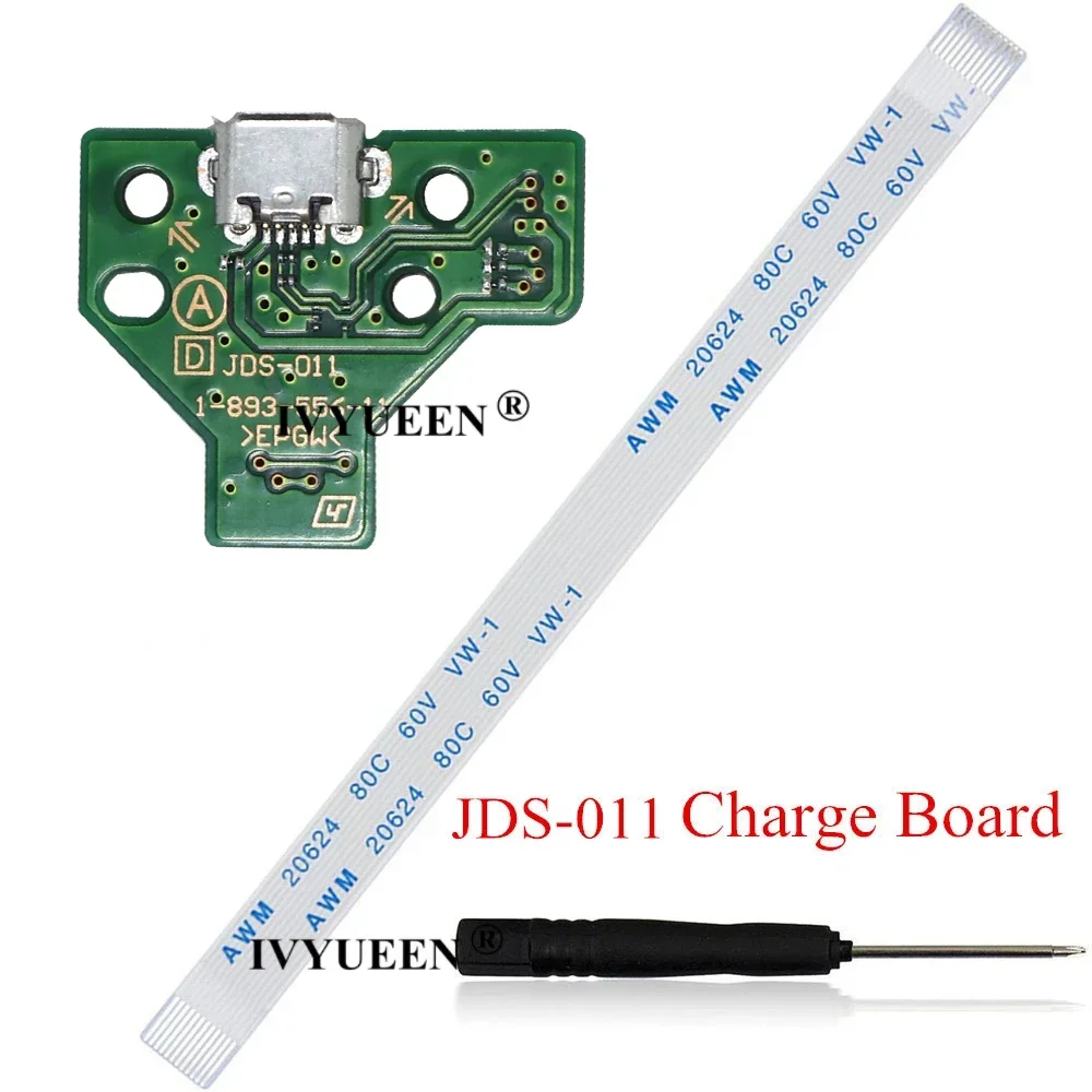 IVYUEEN USB Charging Port Socket Circuit Board 12Pin JDS 011 030 040 050 for Dualshock 4PS4 Controller Flex Ribbon Cable