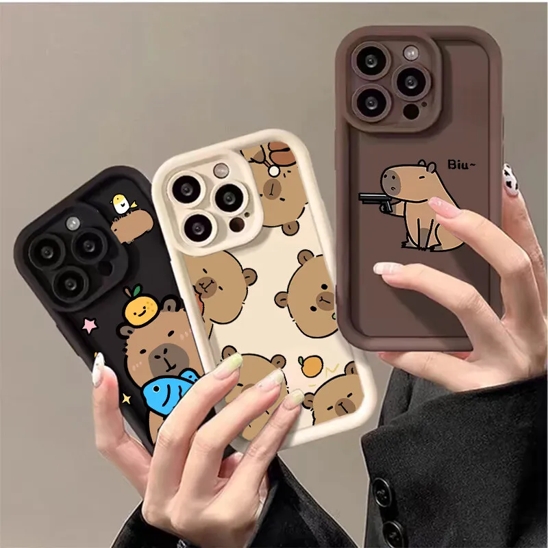Lovely Capybara Casing For iPhone 14 15 16PLUS 11 12 13 17PROMAX Case  Soft Cartoon Silicone Funda