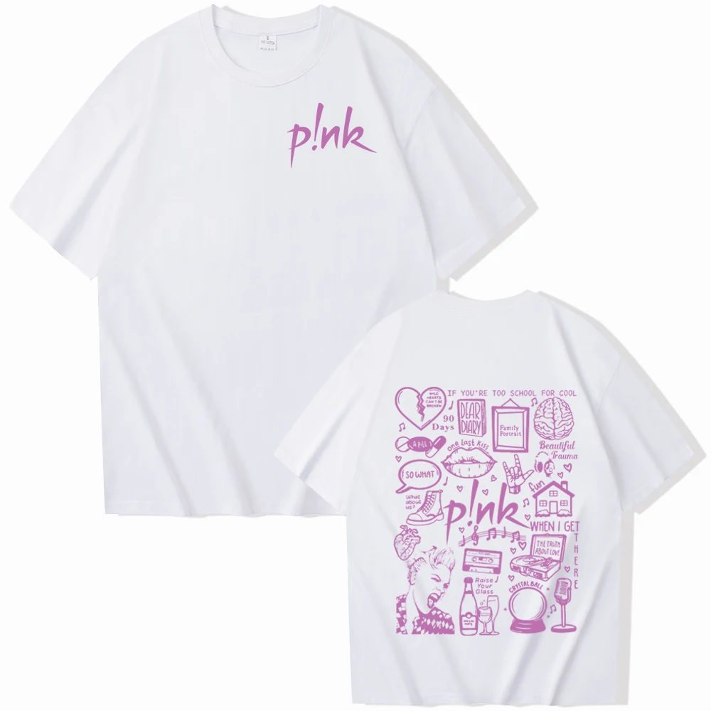 Alecia Beth Moore Shirt Pink Singer Shirt Alecia Beth Moore Merch Pink Tour 2024 O-Neck Short Sleeve Shirts