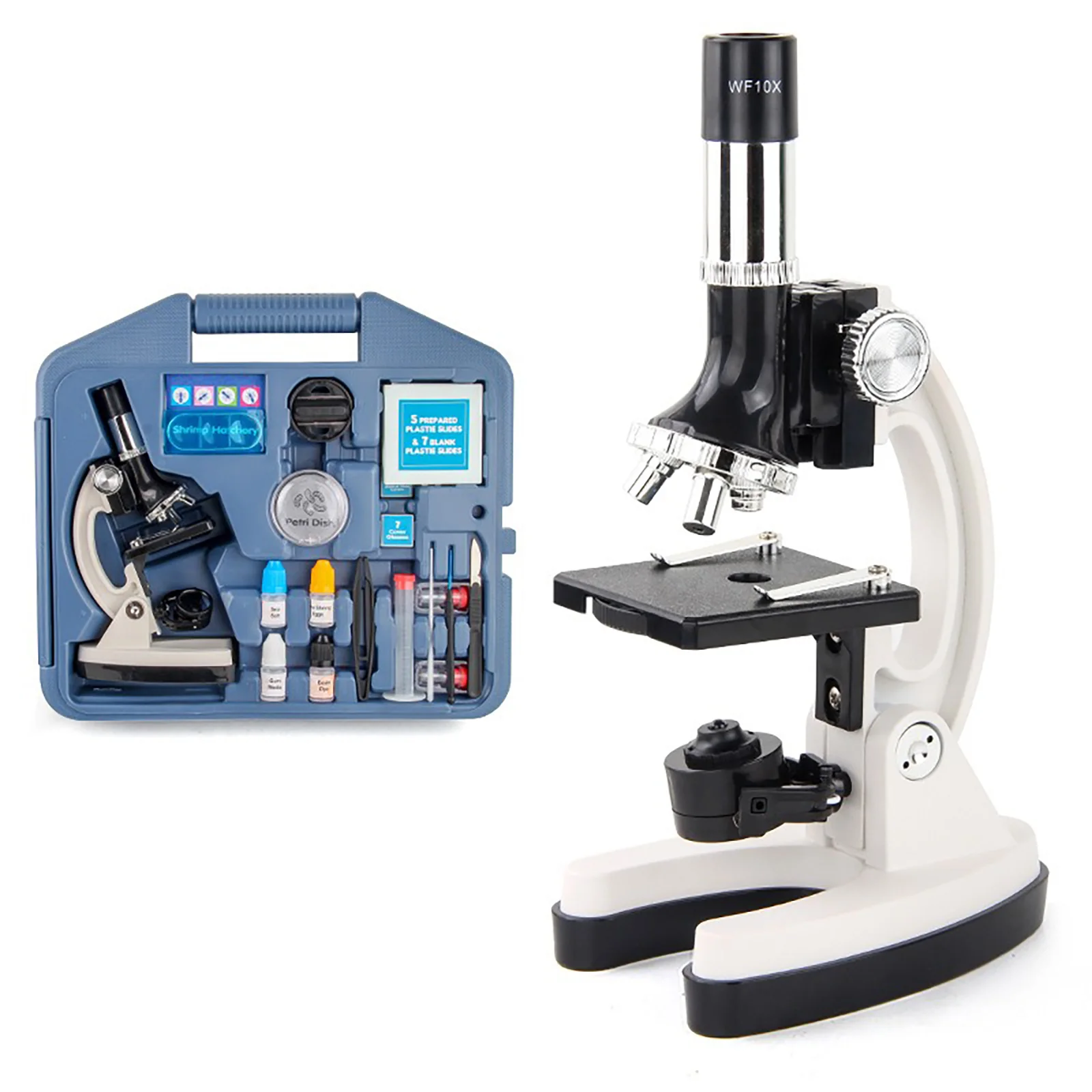 Microscope pour étudiants, grossissement 100X-1200X, kit scientifique avec corps en métal, cadeau éducatif