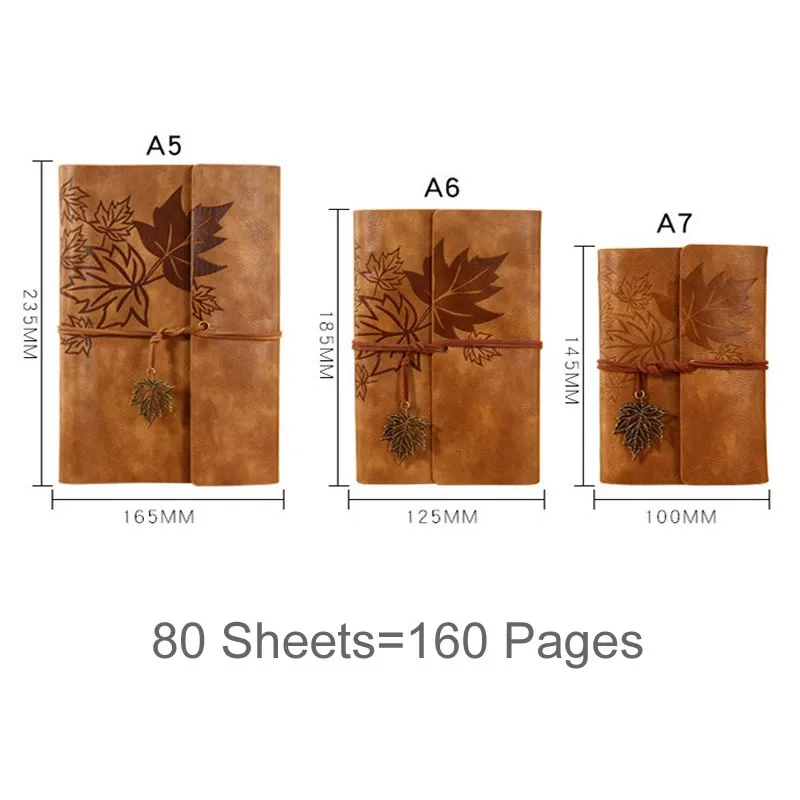 여행자 빈티지 PU 가죽 공백 크래프트 일기장 노트, 스케치북 일기장, 학교 사무용품, A7, A6, A5