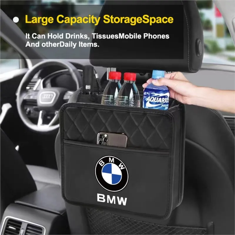 Car Leather Storage Bag Seat Backrest Organizer Box Accessories For BMW M Performance M3 M5 M6 F01 F20 F10 F13 X5 F11 G20 X3 X1