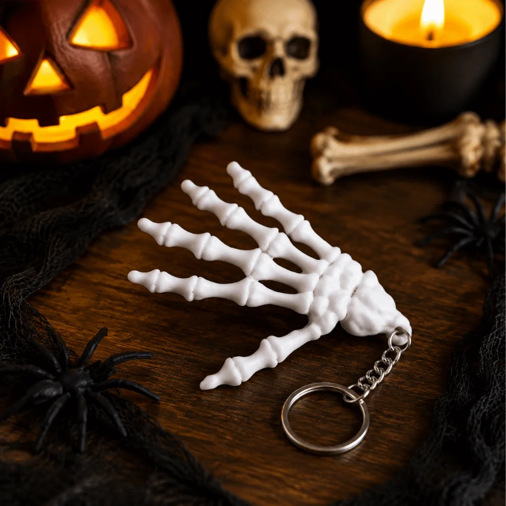 Creative Skeleton Hand Keychain Handmade 3D Printed Movable Skeleton Hand Luminous Miniature Glowing Skeleton Hand Pendant Desk
