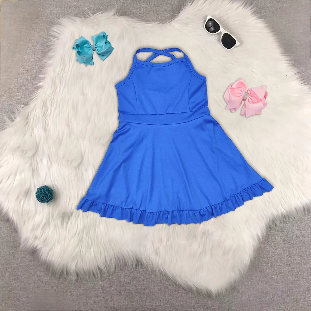 

Baby Girls Royal Blue Knit Knee Length Active Wear Athletic Dresses