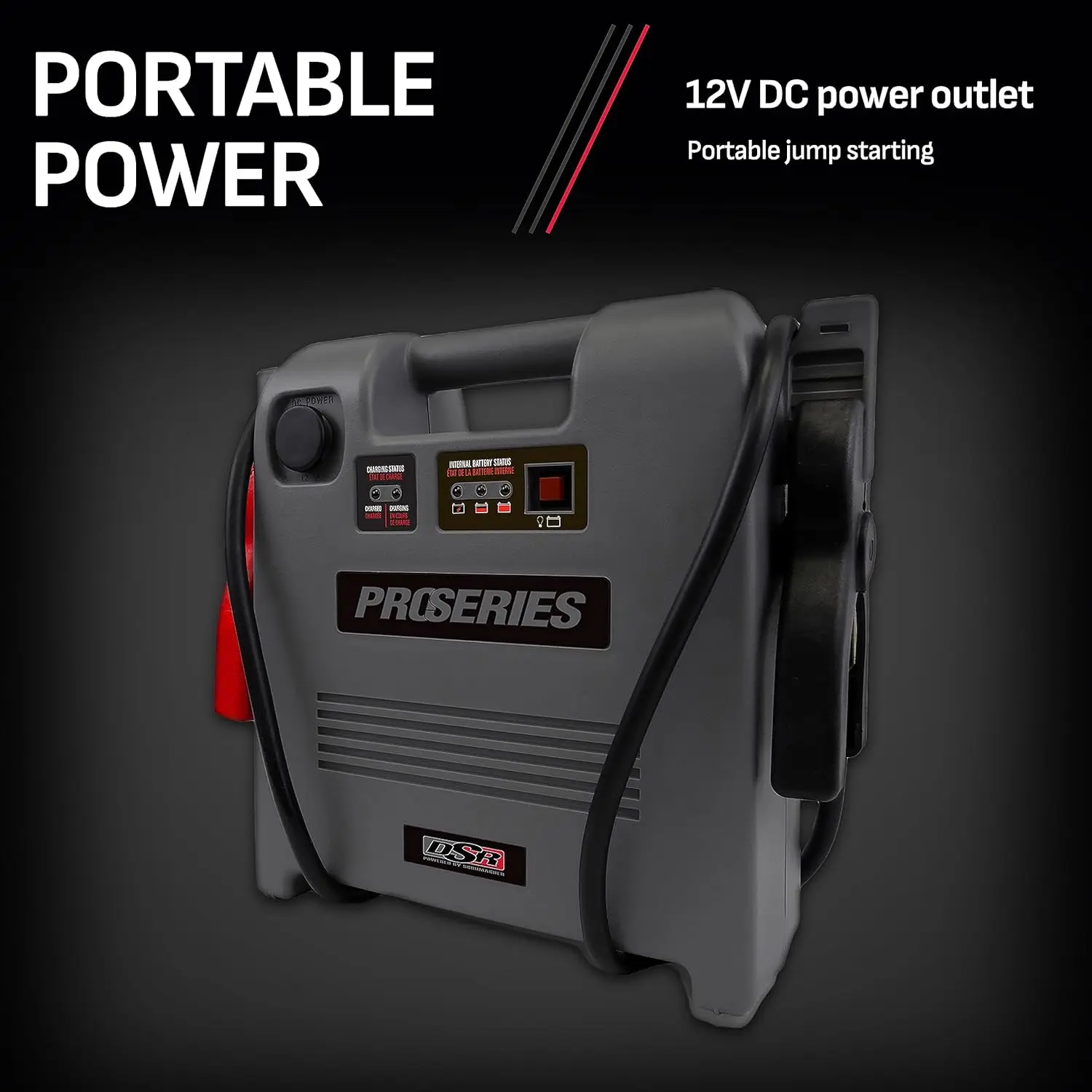 Rechargeable Jump Starter - 12V 1800 Peak Amps Portable Car Jump Starter - Gas & Diesel Engines - Jumper Cables & Battery Pack