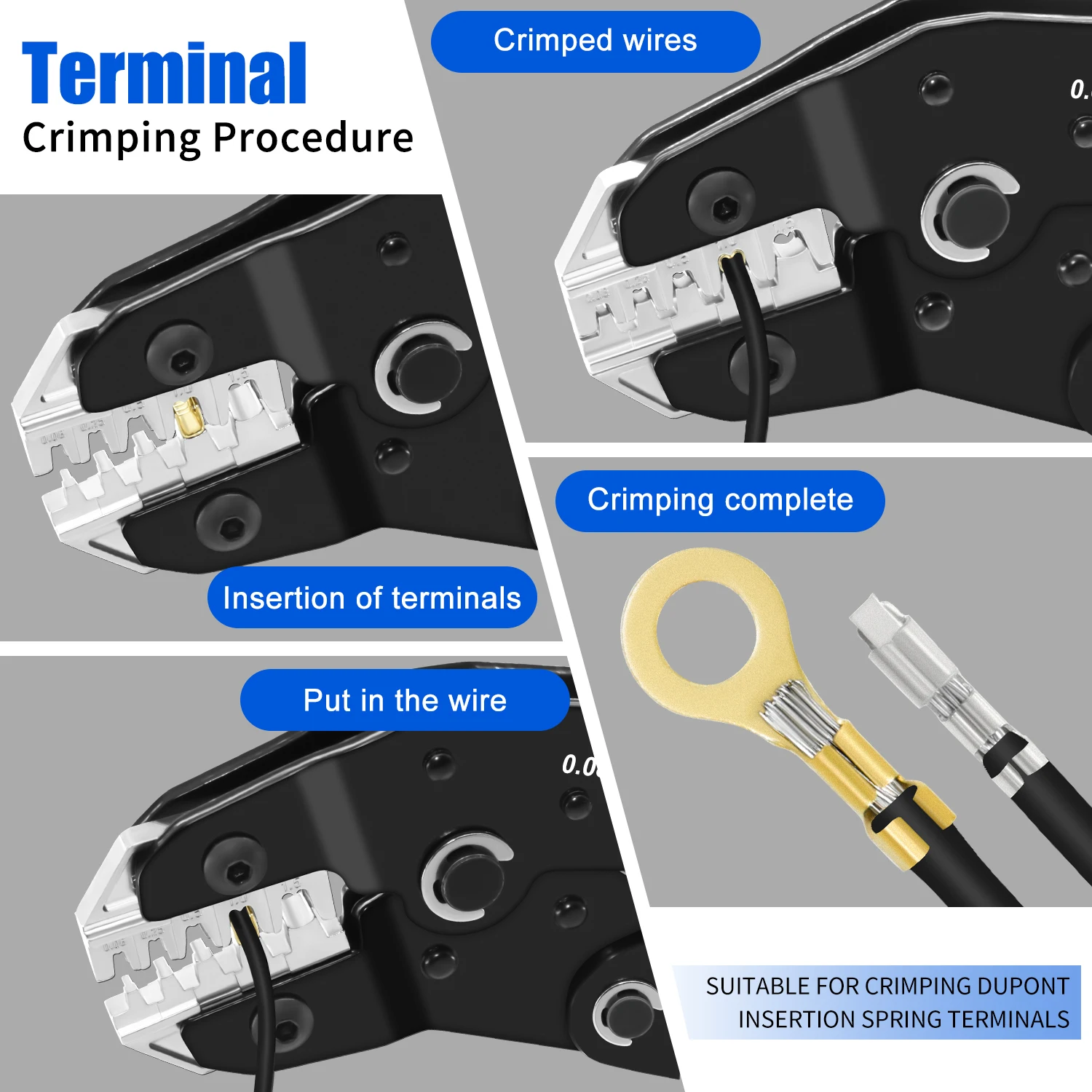 SN-58B Pro Wire Crimping Plier لـ JST PH 2.0mm، XH 2.5mm، VH 3.96mm، JWPS 4.0mm & Dupont Open Barrel Terminals Crimper=SN2549+SN58B #3