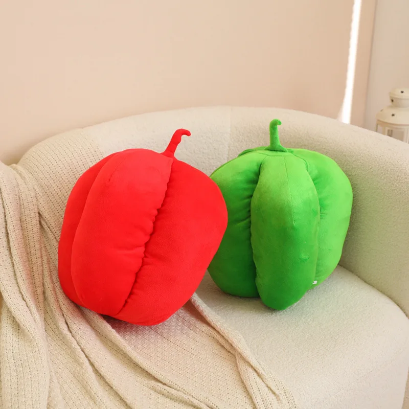 Simulation Pepper Throw Pillow Plush Toy Cartoon Vegetable Props Green Pepper Doll Simulation Stuffed Doll Kawaii Toy Gifts