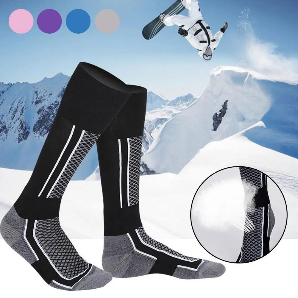 1pair Winter Warm Thickened Ski Socks Unisex Outdoor Sports Hiking Breathable Stockings For Women Men Children Snow Sport Travel