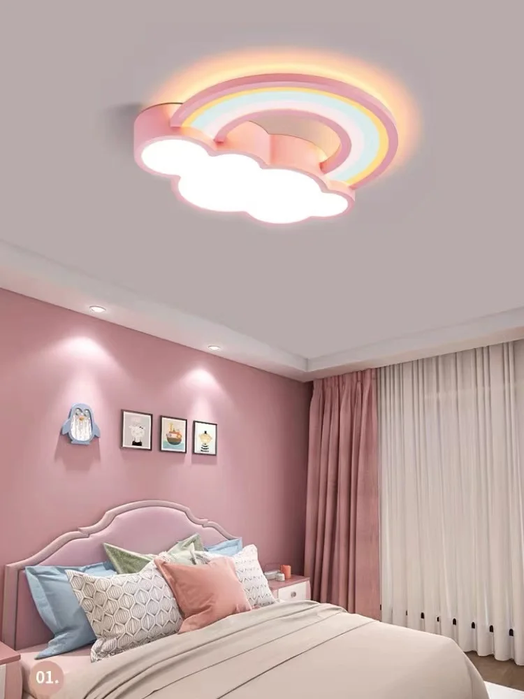 Children's room LED ceiling lamp cartoon rainbow clouds simple and warm bedroom lamps for boys and girls