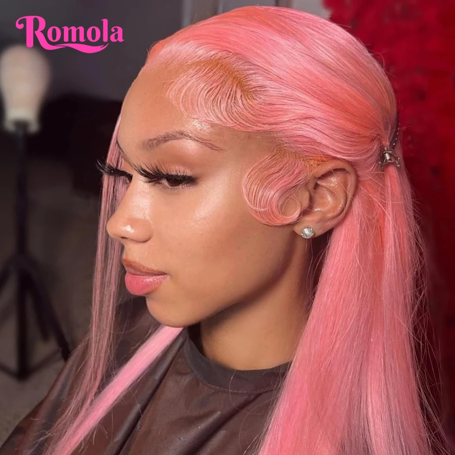 Pink Wig Lace Front Human Hair Wig 30 Inch 13x6 Hd Lace Frontal Wigs 13x4 Bone Straight Colored Remy Brazilian Wigs On Sale