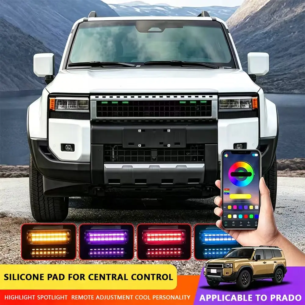 FOR Toyota Prado LC250 Car Front Grille Light LED Daytime Running Decor Light Front Face Grille Lights dedicated interface