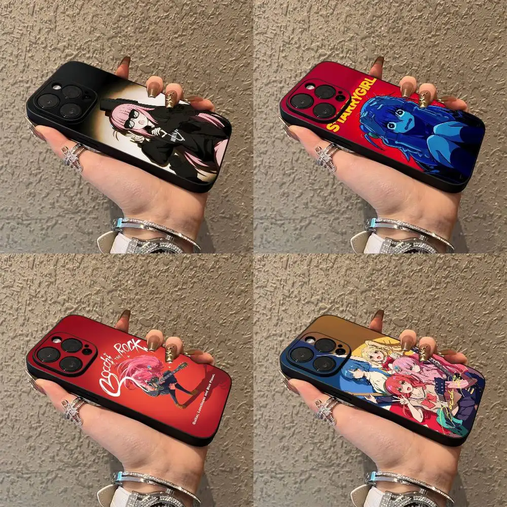 

B-Bocchi The Rock K-Kessoku Band Phone Case For iPhone 17,16,15,14,13,12,Pro,Max,Plus,E,SE4,Air,Mini Black Soft Box