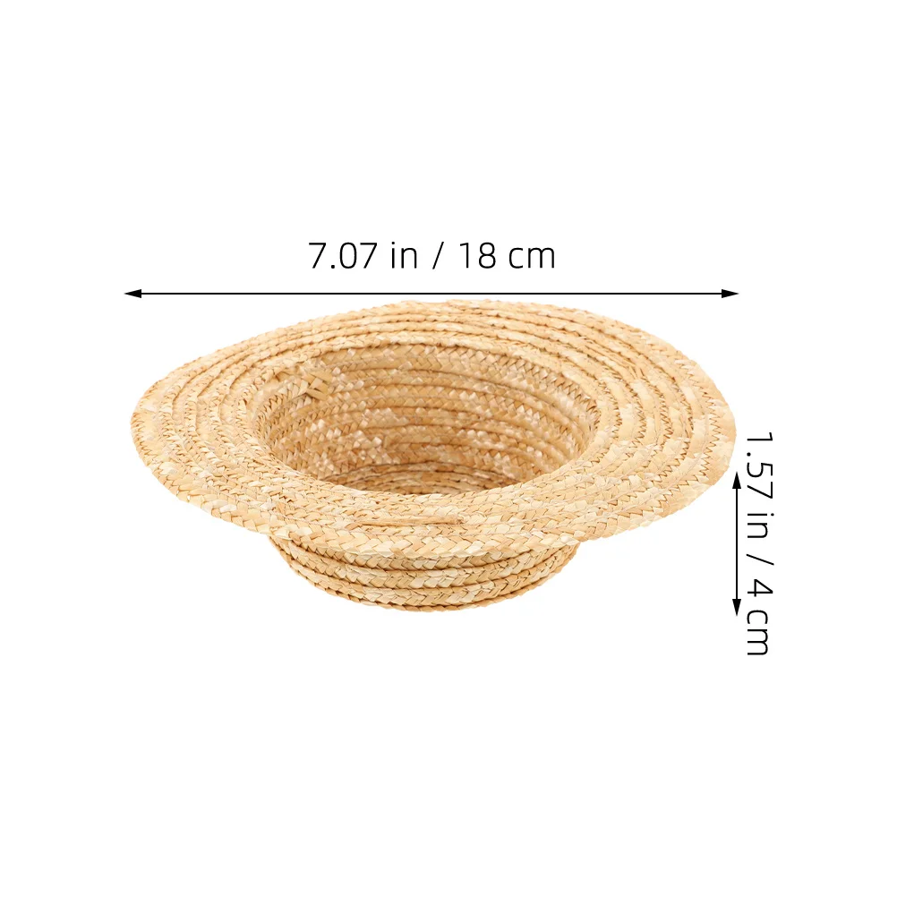 2 قطعة قبعات القش الصغيرة قبعات المنسوجة الصغيرة DIY بها بنفسك صياغة مصغرة اكسسوارات صور الدعائم ديكور المنزل قبعات من القش الصغيرة