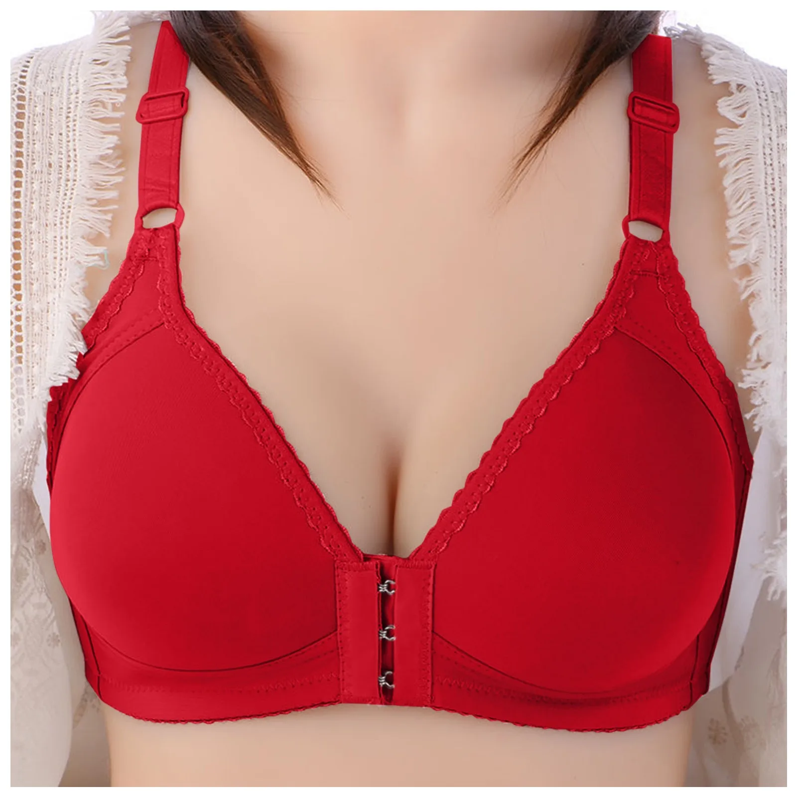 Front Button Bras Womens Underwire Push Up Underwear Large Bralette Wireless Breathable Brassiere Ladies Comfortable Sports Bras