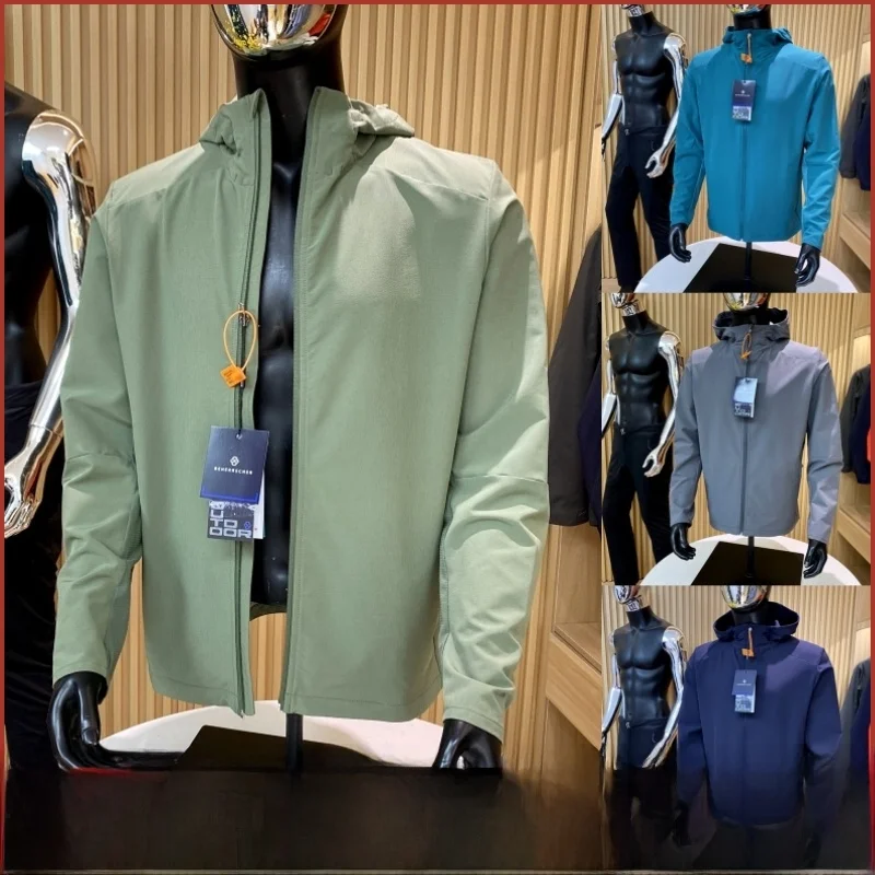 

High-End Outdoor Men's Skin irt Jaet Breathable Qui-Drng Sunscreen Me Polyester Spandex Casual Spring Autumn Wear