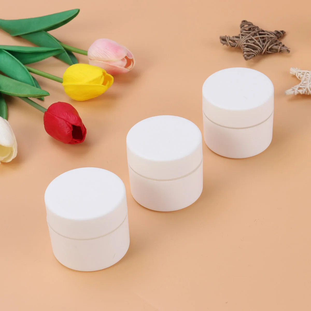 

3pcs 50G Double Layer Travel Cream Jars Portable Bottles Empty Face Mask Jar Leakproof Lightweight White With Inner Cap