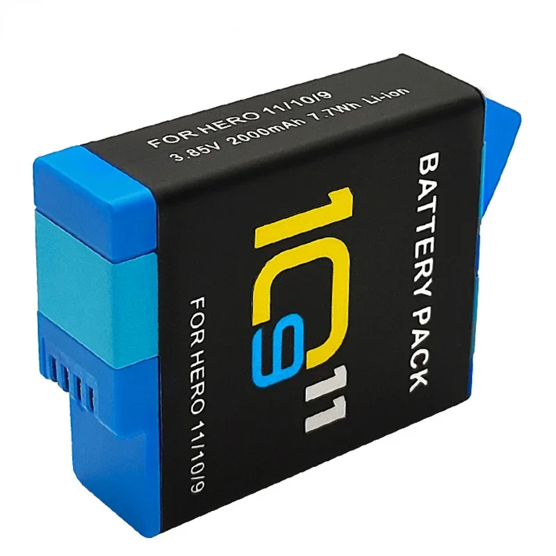 For GoPro Hero 10 HERO11 HERO 9 Li-ion Battery Pack Motion Camera Battery Storage for GoPro Hero9 2000mAh Rechargeable Batteries