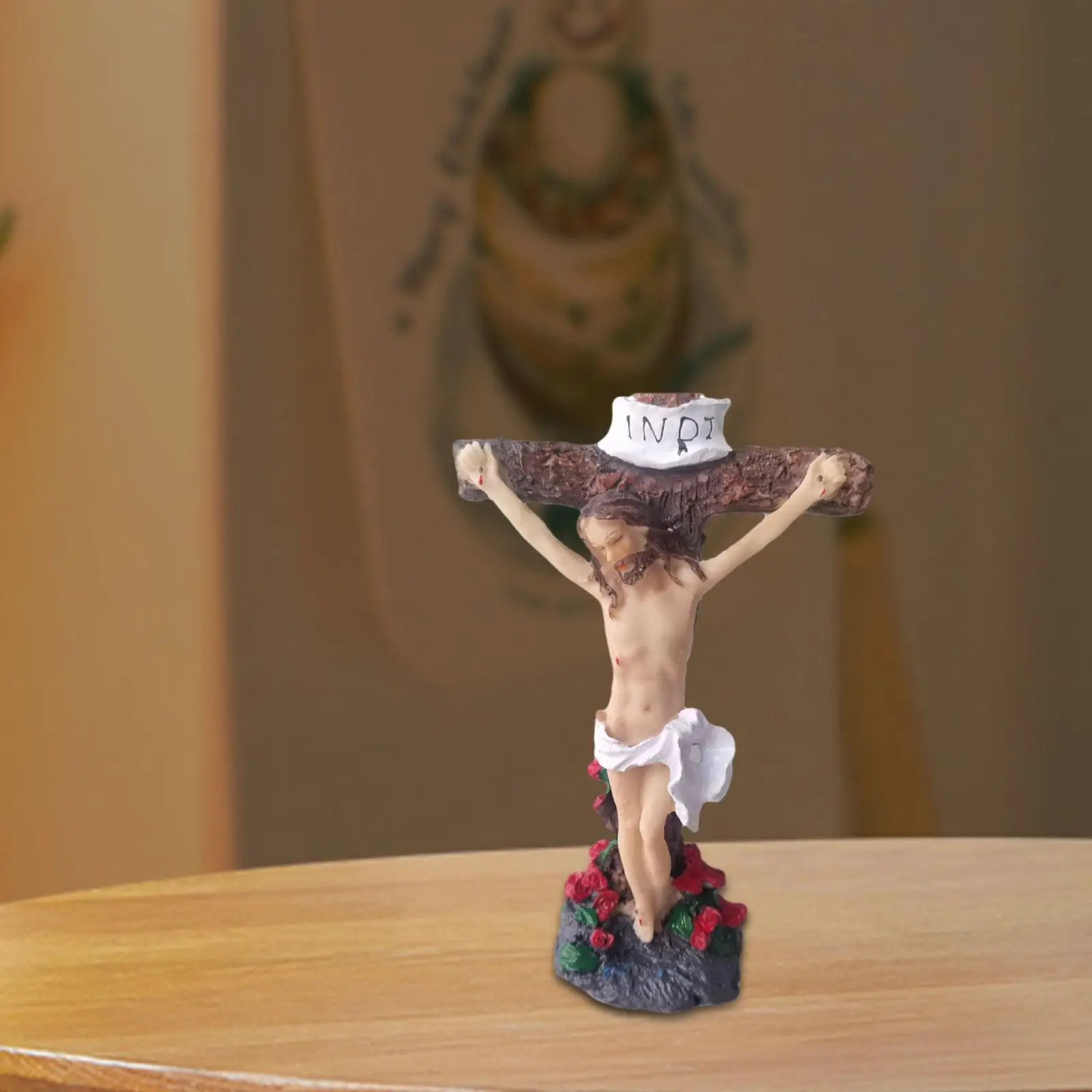 Jesus Crucifix Crosses Figurine Resin Statue for Bookshelf Yard Living Room