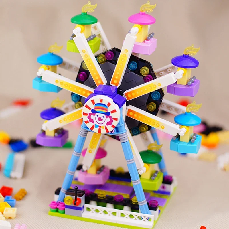 LOZ 1718 Amusement Park Clown Ferris Wheel Ticket Office Playground Architecture 3D Model Mini Blocks Bricks Building Toy No Box