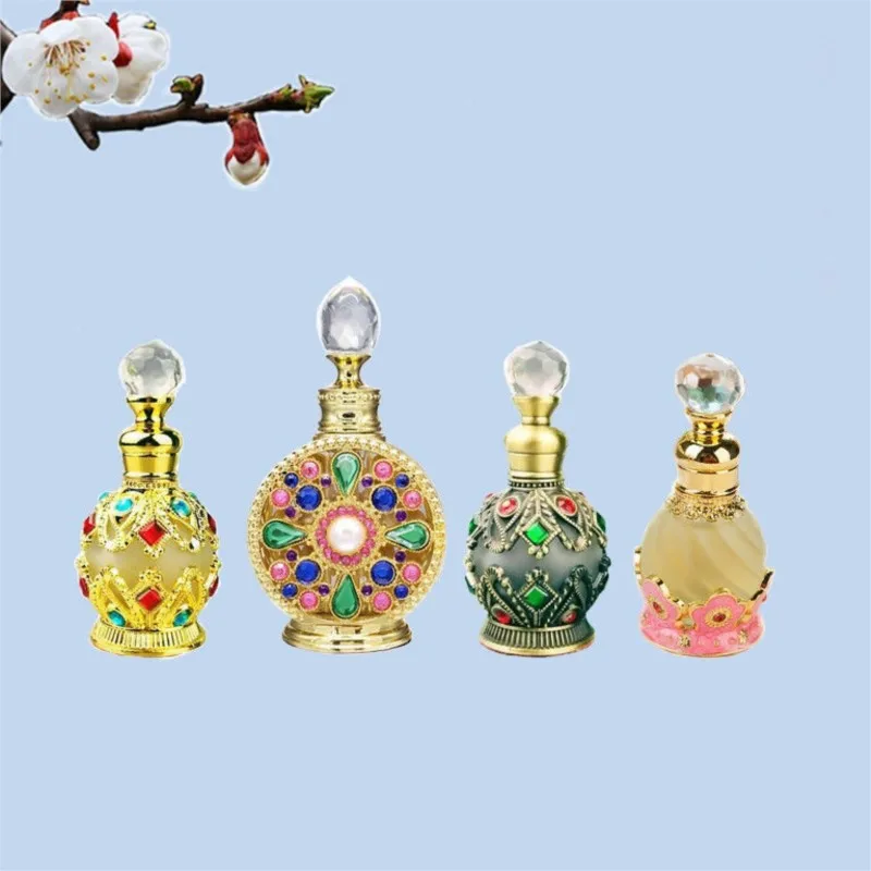 Dubai Essence Bottle Portable Perfume Empty Bottle Antique Dropper Essential Oil Storage Bottle Separate Glass Empty BottleZG790