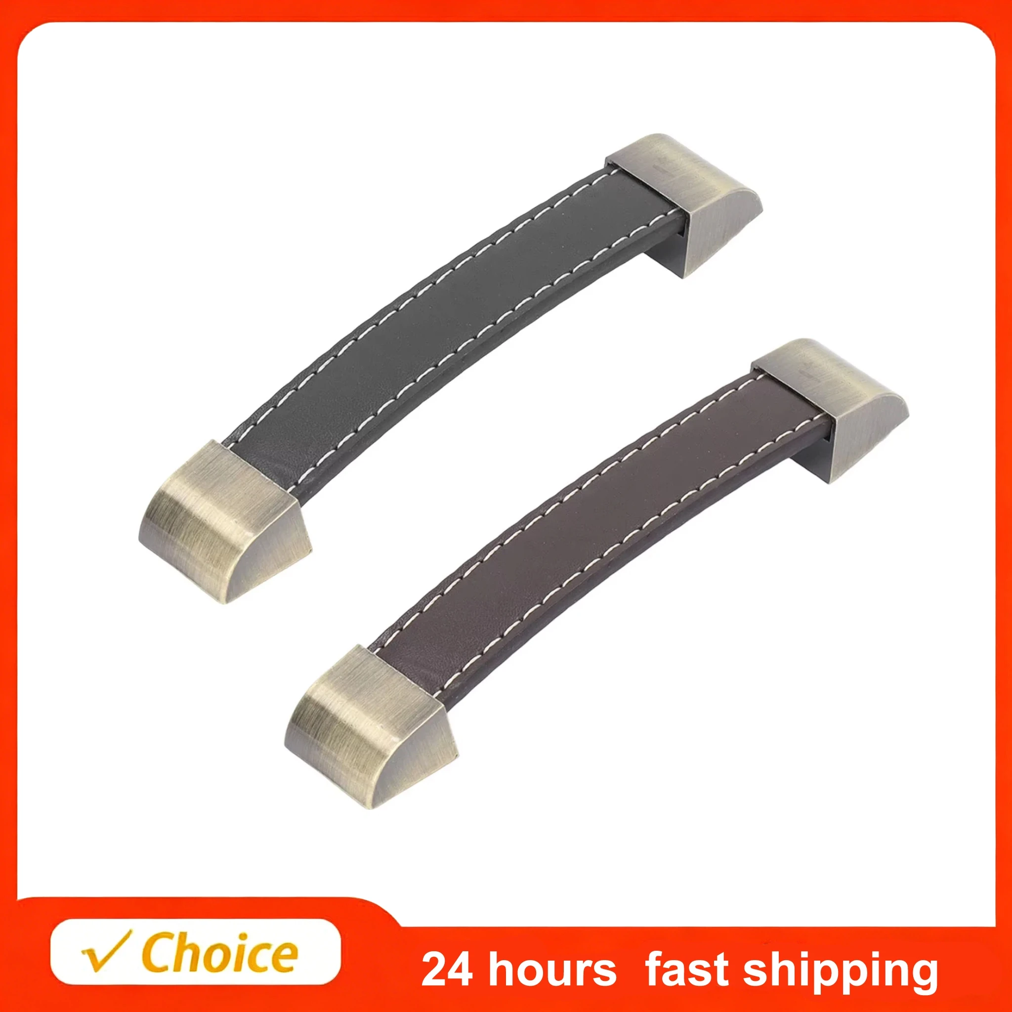 

3Pcs Wardrobe Door Leather Handle Comfortable Touch Antique Drawer Pull Handle Luggage Wine Box Handle Repair Replacement