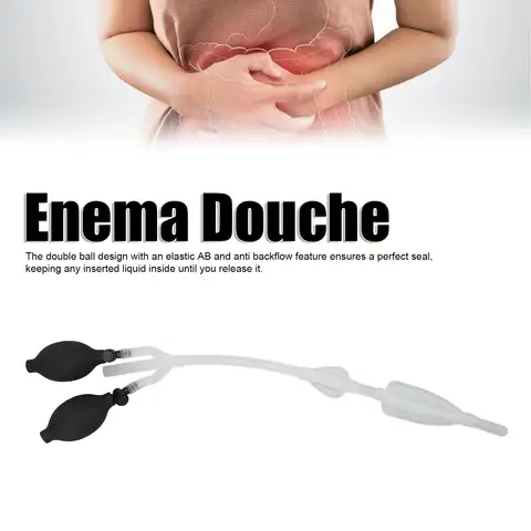 Silicone Enema Douche Bulb Dual Side Openings Elastic Inflatable Double Bulb Flushing System for Health Care