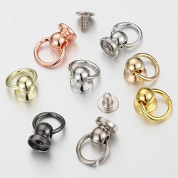 20set Metal Button DIY Phone Chains Connector Round Head Stud with Ring Screwback Chicago Screw Rivet Buckle Accessories
