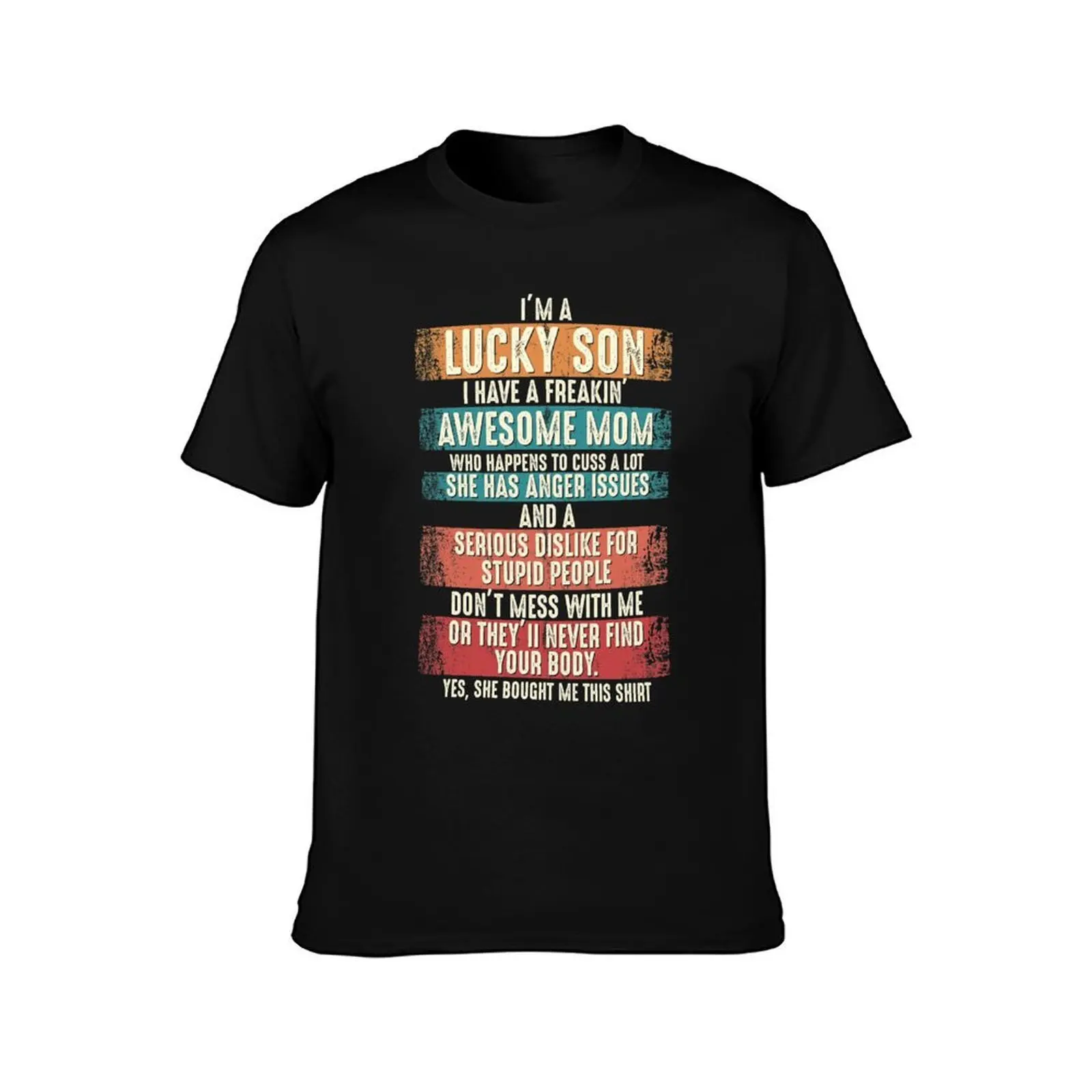 I am a lucky son I have a freaking awesome mom funny vintage gift T-Shirt, Summer Casual Cotton Tee, Oversized Streetwear Tops