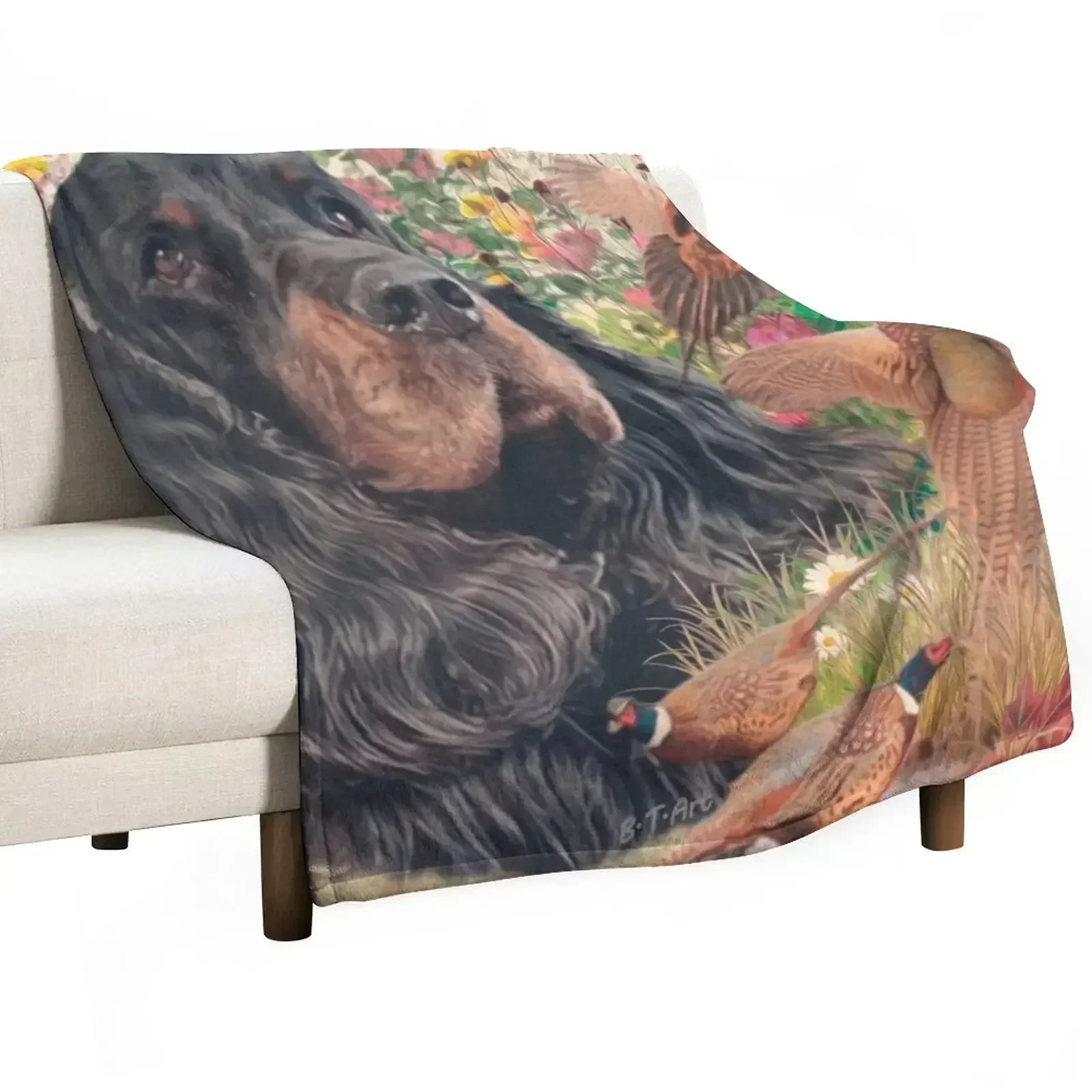 

Gordon Setter with pheasant Throw Blanket Luxury Throw Soft Big Furry Plush Blankets