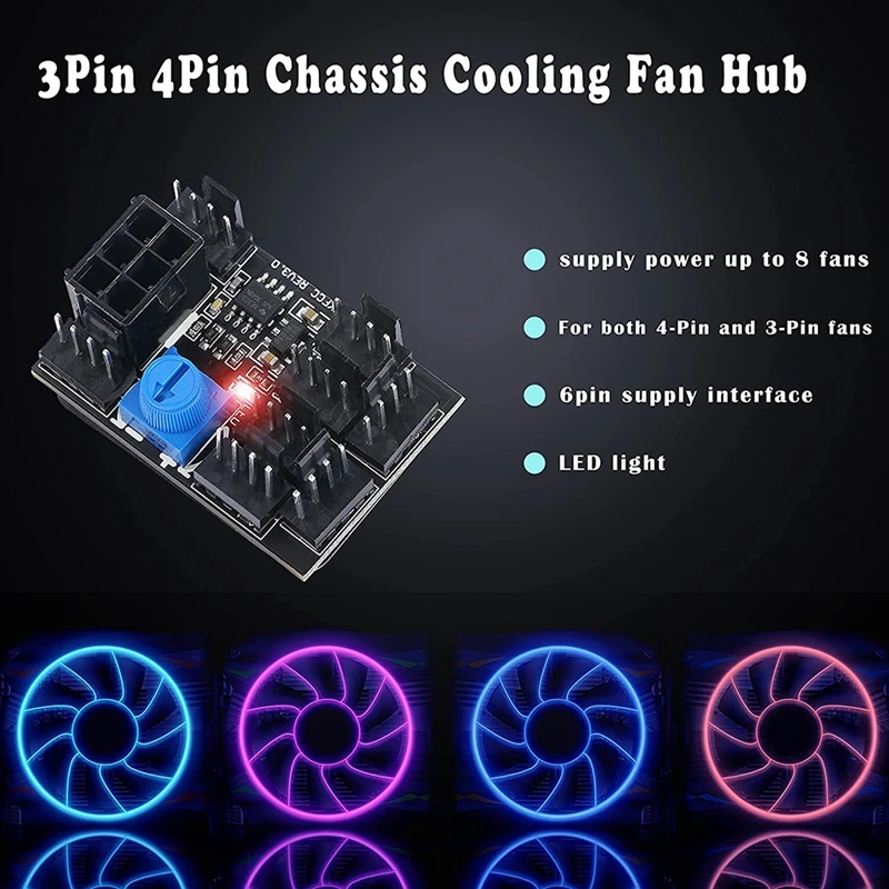 3-контактный 4-контактный адаптер вентилятора PWM PC чехол охлаждающий концентратор 8-Way разделитель 12 В контроллер скорости с 6-контактным портом питания