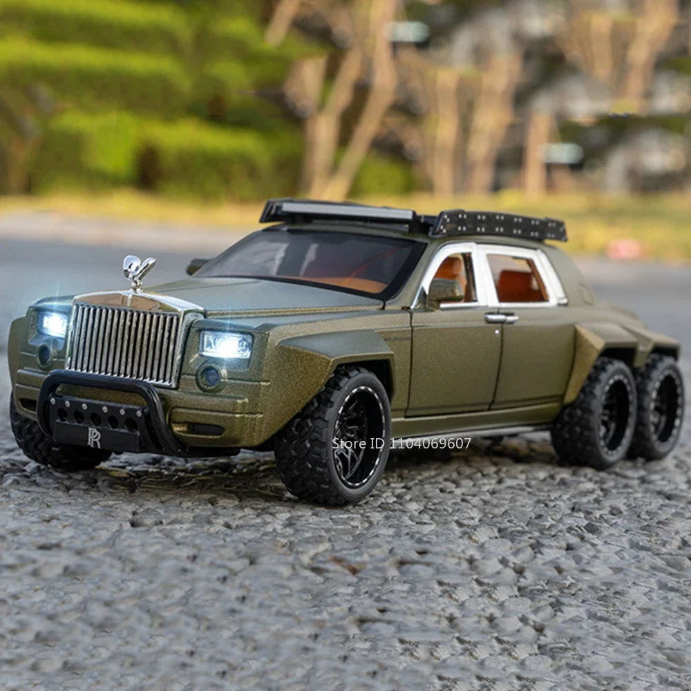1:32 Scale ของเล่นรถ Rolls-royce Phantom รุ่นโลหะผสม Diecast Dawn SUV เสียงดึงกลับประตูเปิด Off-road ยานพาหนะของขวัญ