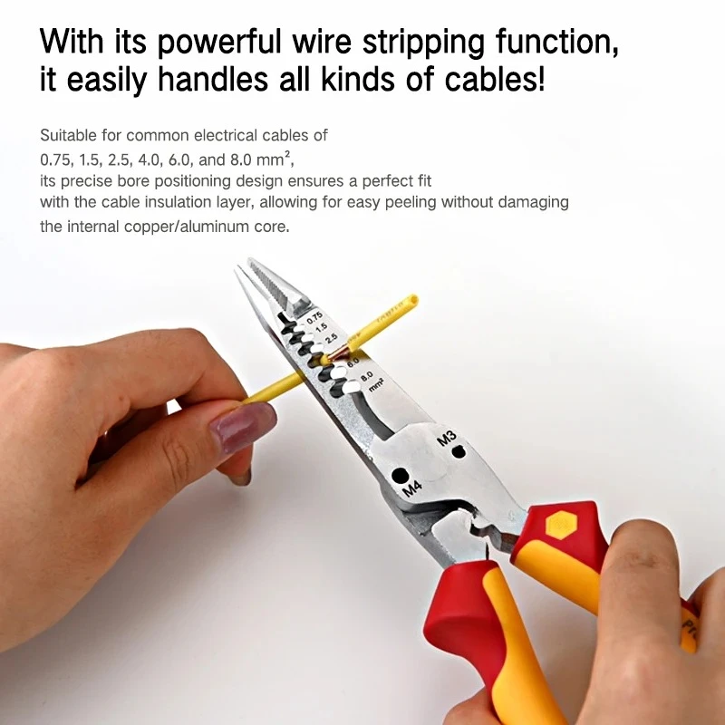 For Electricians Multifunction Crimping and Cutting Pliers Wiha 47199 1000V VDE 6-in-1 Industrial-Grade Insulated Wire Stripper
