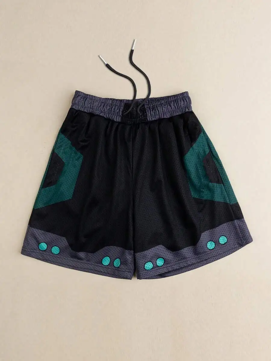 

Mens Geometric Print Mesh Shorts Casual Sportswear Drawstring Waist