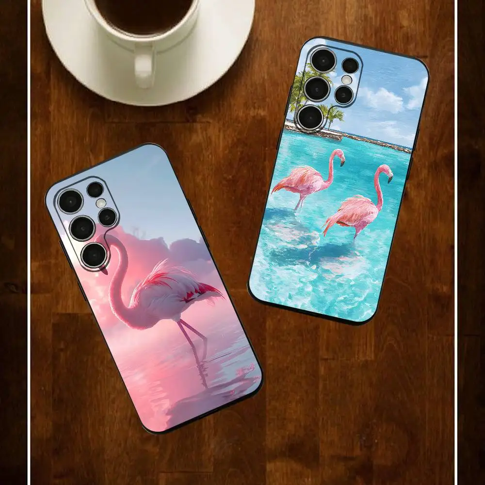 Animal Cut Flamingo Phone Case For Samsung S24 25 23 22 21 20 Plus Ultra 5G Lite Shockproof Cover