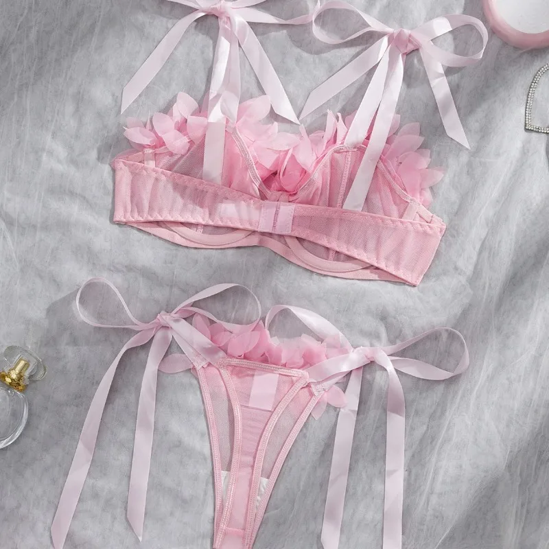 Toucheart المثيرة الملابس الداخلية اللباس الداخلي 2 قطعة شبكة انظر من خلال القوس عقدة الأشرطة تشكيل الجسم الرغبة النقية مغر المرأة الحميمة الصدرية مجموعة