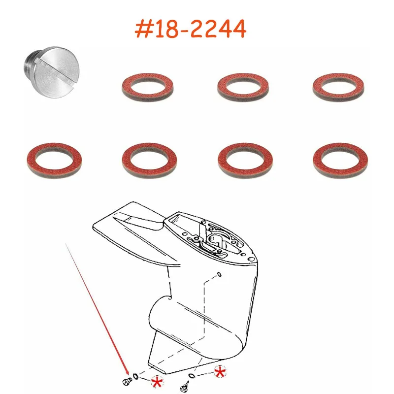 

ESUYA Marine Drain Screw Plug Gasket Washer 18-2244 For Mercury, Mercruiser 1, MR, R, Alpha, Alpha 1 Gen 2 Upper & Lower Units