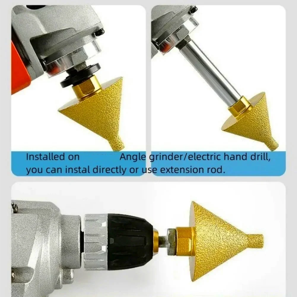 

Brazing Chamfer Router Bit 50mm Diamond Step DrillAngle Grinder Hole Saw Tile Stone Marble Beveling Edge Trimming Cutter Tool