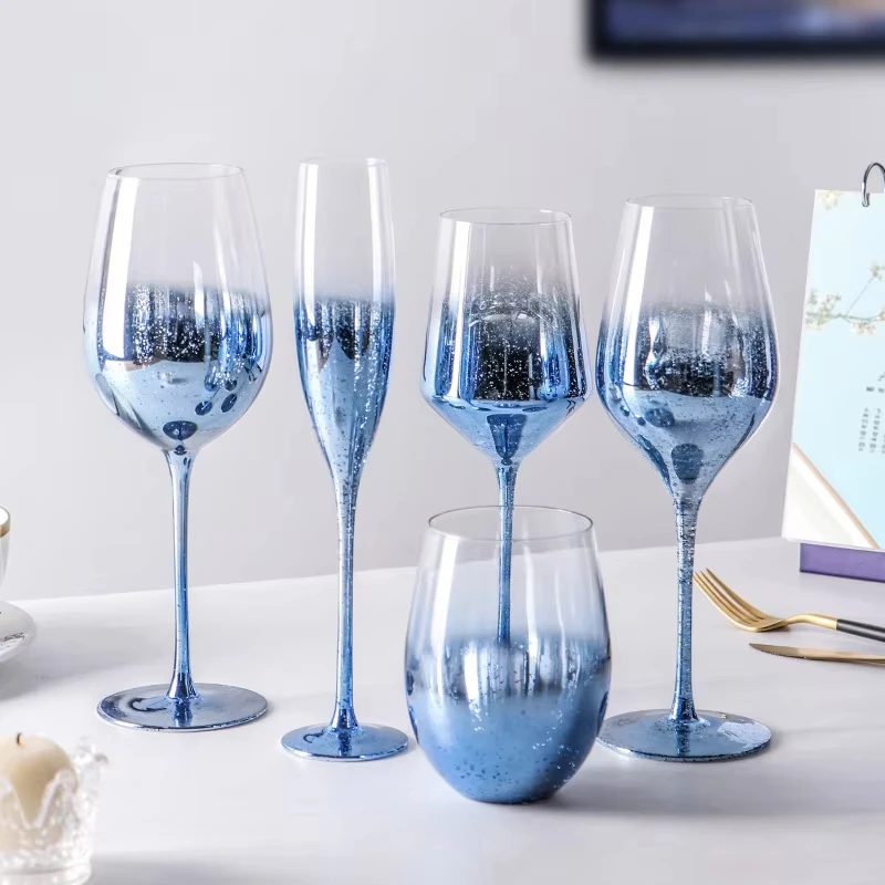 Blue Starry Sky Crystal Glass Goblet Red Wine Glass Mug Home High Value Party Grape Champagne Glass Cocktail Set Furniture Items