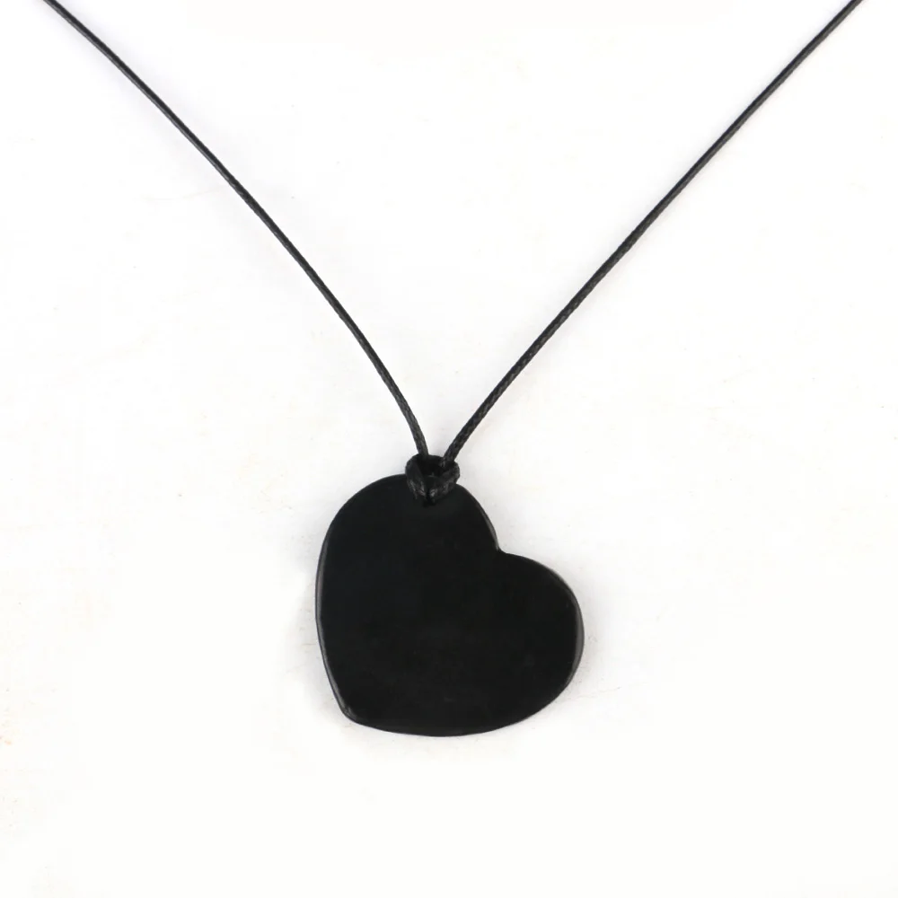 Coração amor shungite pedra preciosa pingentes na moda colar jóias 30mm pedras naturais shungita equilíbrio de energia cristal quartzo preto