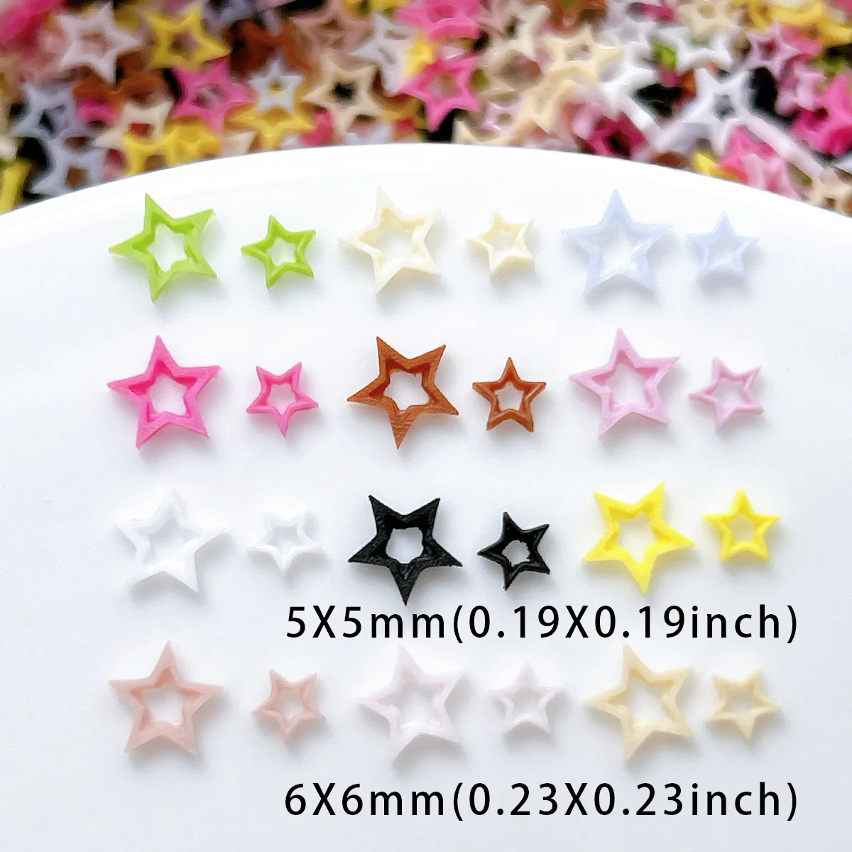 100PCS Hollow 3D Acrylic Five-pointed Star Nail Art Frame Accessory Charm Parts For Nails Decoration Manicure Material Supplies